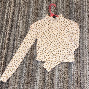 Turtle neck flower print crop top